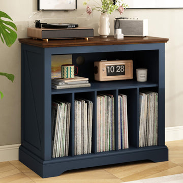 Large Farmhouse Record Player Stand, 31.5" Turntable Stand, Blue