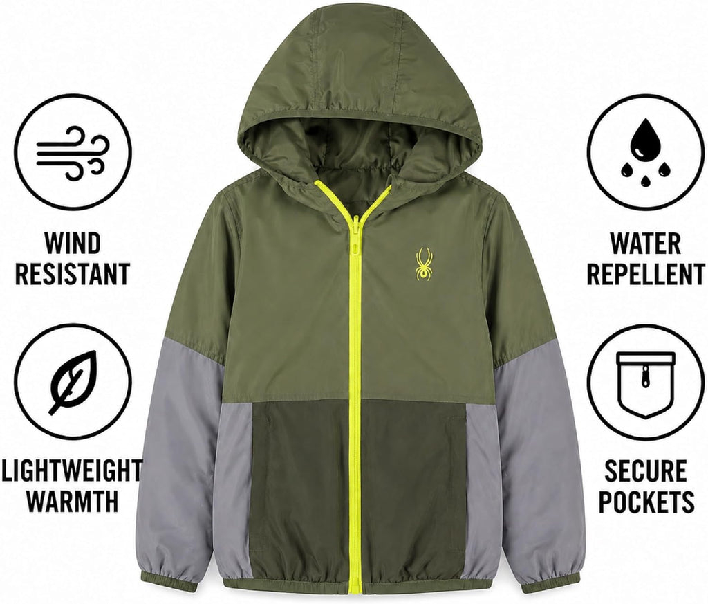 Boys Puffer Jacket - Wind Resistant Quilted Full Zip with Pockets