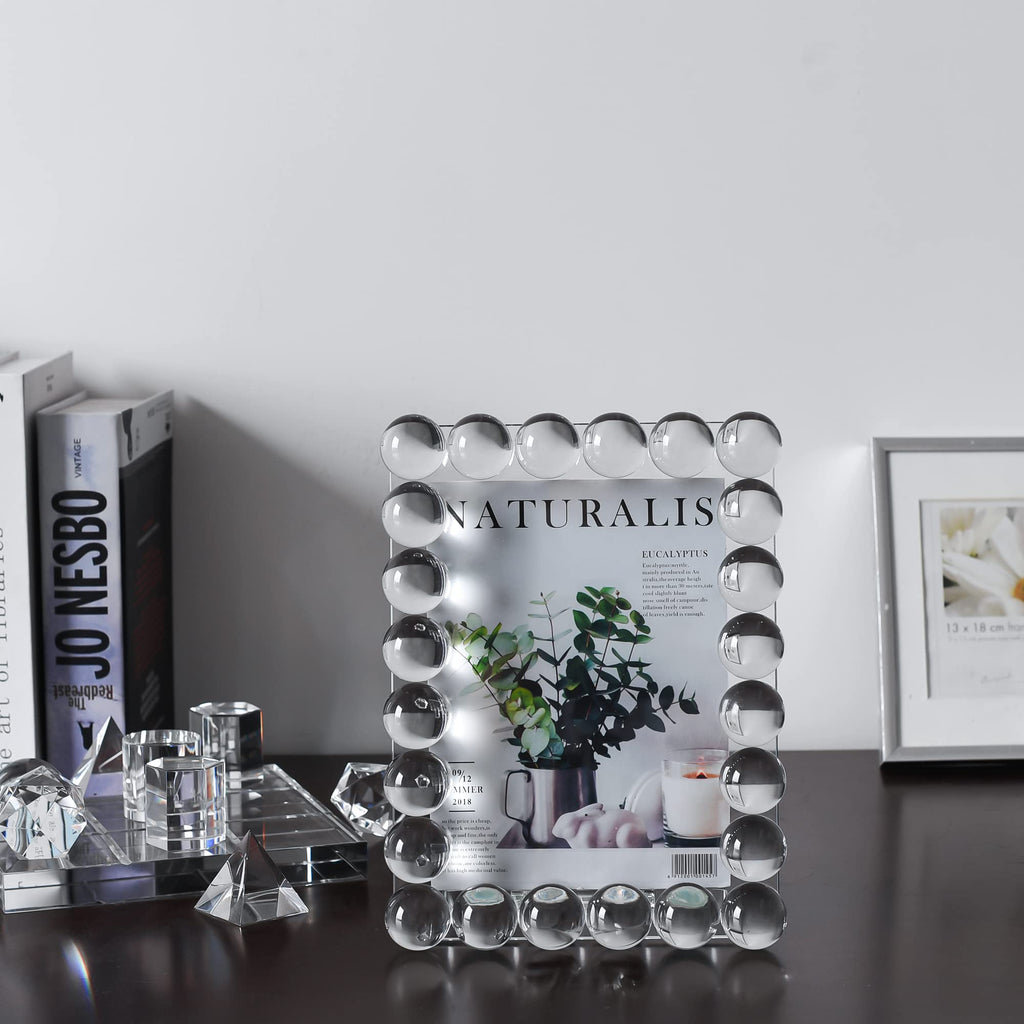 Crystal 5x7Inch Picture Frame Decor, Wedding Frame Tabletop Display, Display Pictures 5''x 7'', Comes with Gift Box