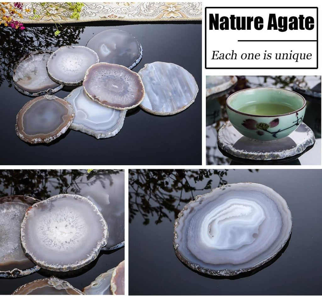 Agate Bookends Nature Crystal Coasters for Drinks Perfect Housewarming Gifts Unique
