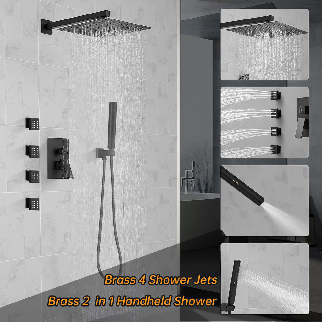 Rain Shower System with Body Jet Rainfall Shower Faucet Set