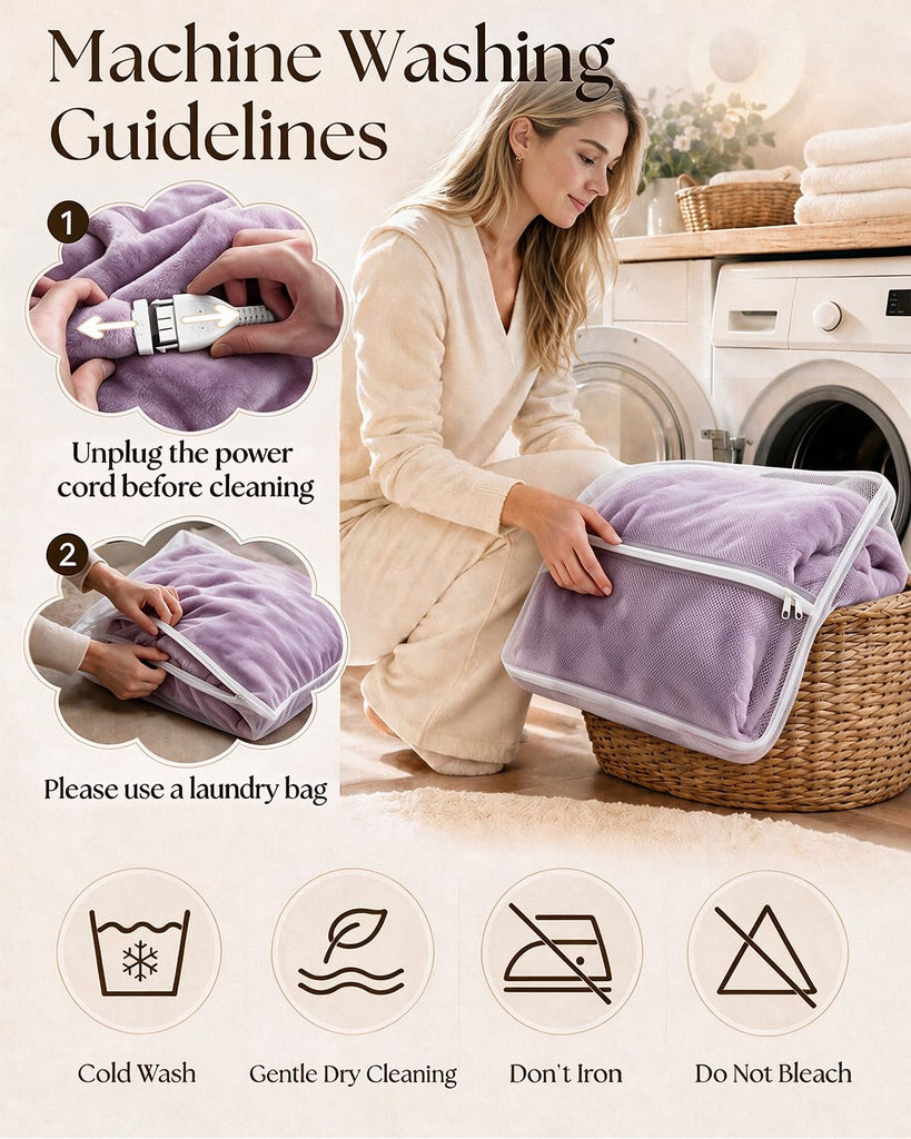 Soft Electric Heated Blanket : Fast Even Heating Up to 125.6°F