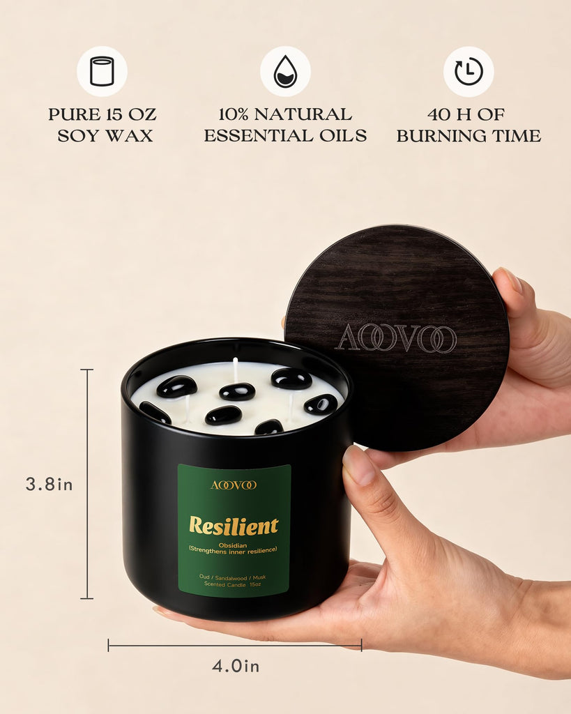 3-Wick Scented Candles, Resilient (Obsidian) 15 oz Soy Wax