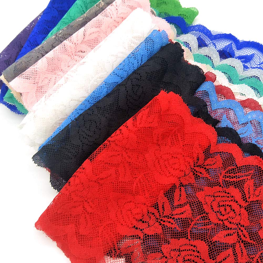 11 Yards Width 6inch Rose Embroidered Lace Ribbon Stretch Lace Trim Fabric for DIY Sewing Crafts Garment