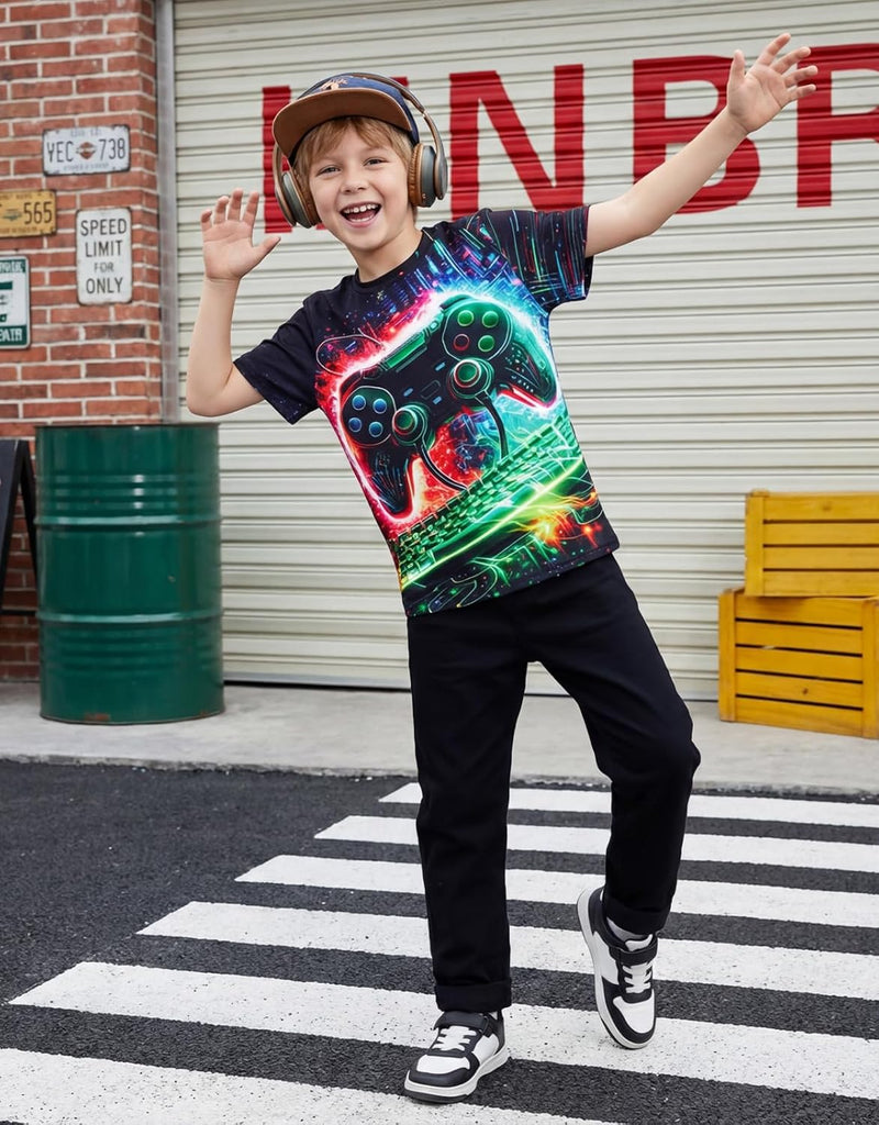 Boys Shirts 2 Pack 3D Graphic T Shirts Short Sleeve