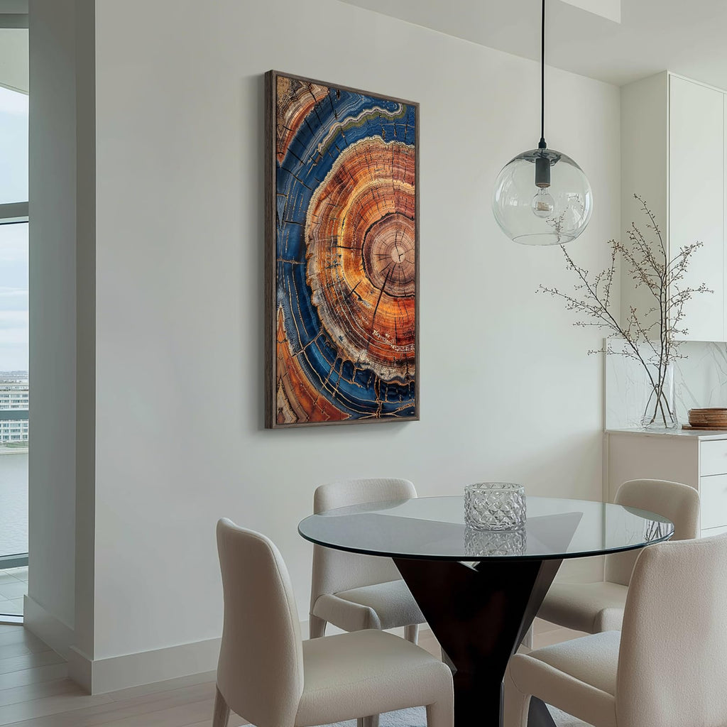 Framed Vertical Vintage Rustic Tree Ring Wall Art, 20x40 In