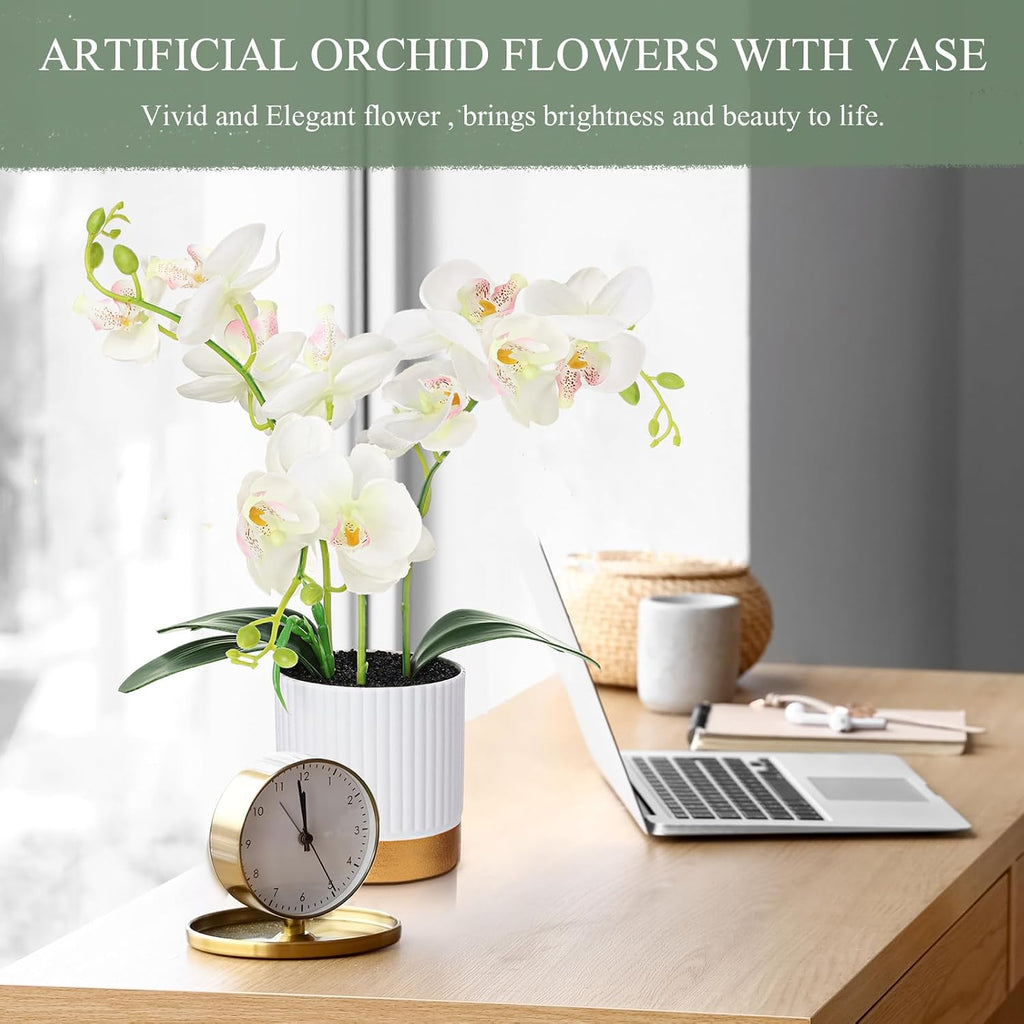 Orchid Artificial Flowers in Pot 15 Inches Artificial Orchid Flowers Phalaenopsis Potting Wedding Bathroom
