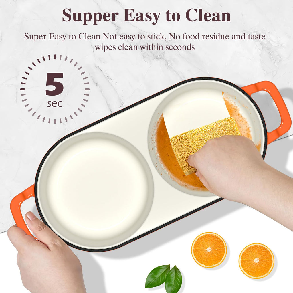 Complete Mini Double Dutch Oven Kit for Sourdough Bread - Enameled Cast Iron Bread Pan with Deep Dual Loaf Pots