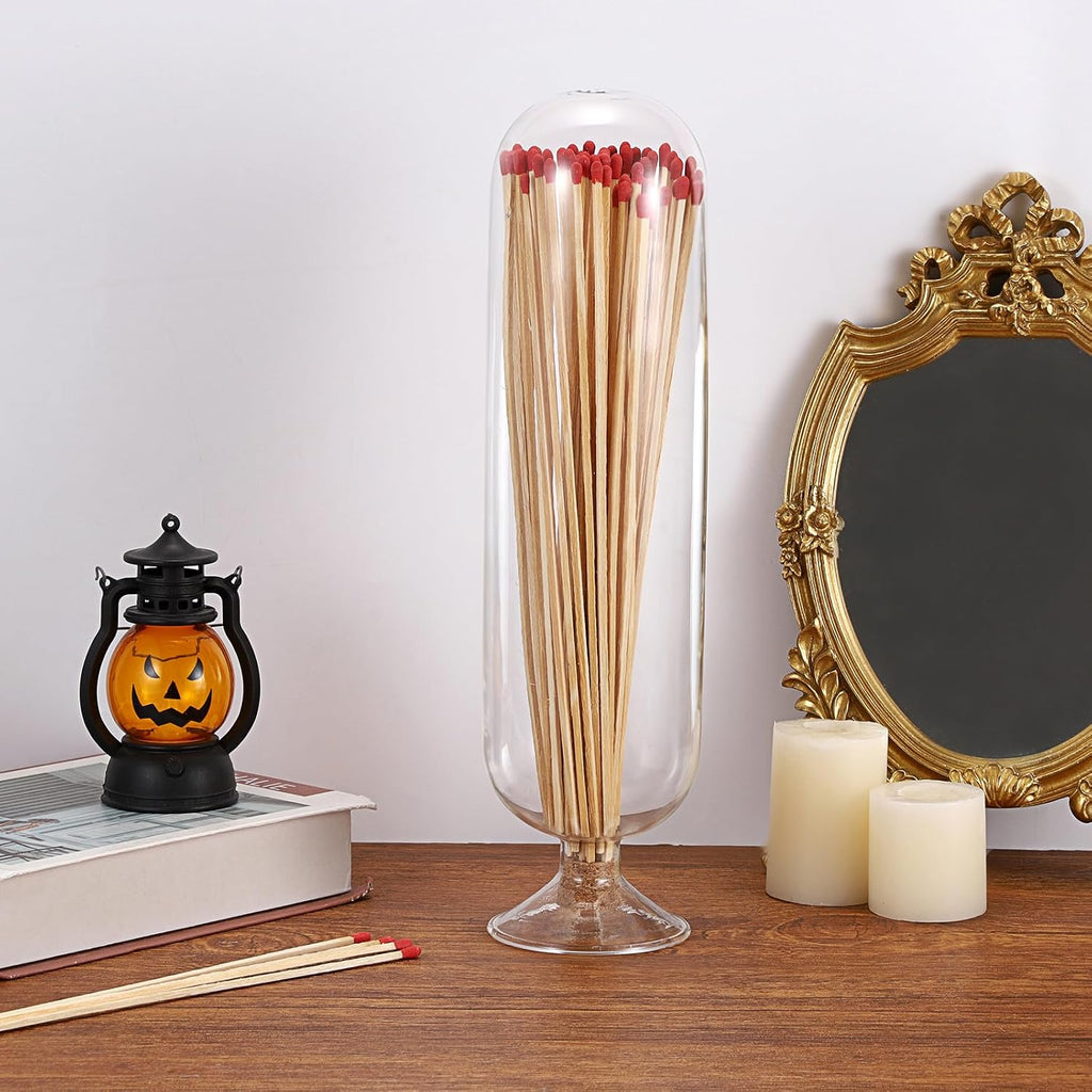 11Inch Glass Match Cloche Decorative Glass Match Holder Jar with Cork
