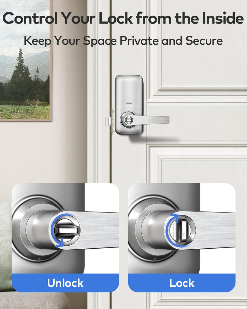 Keyless Entry Door Lock Handle with Keypad, Satin Nickel