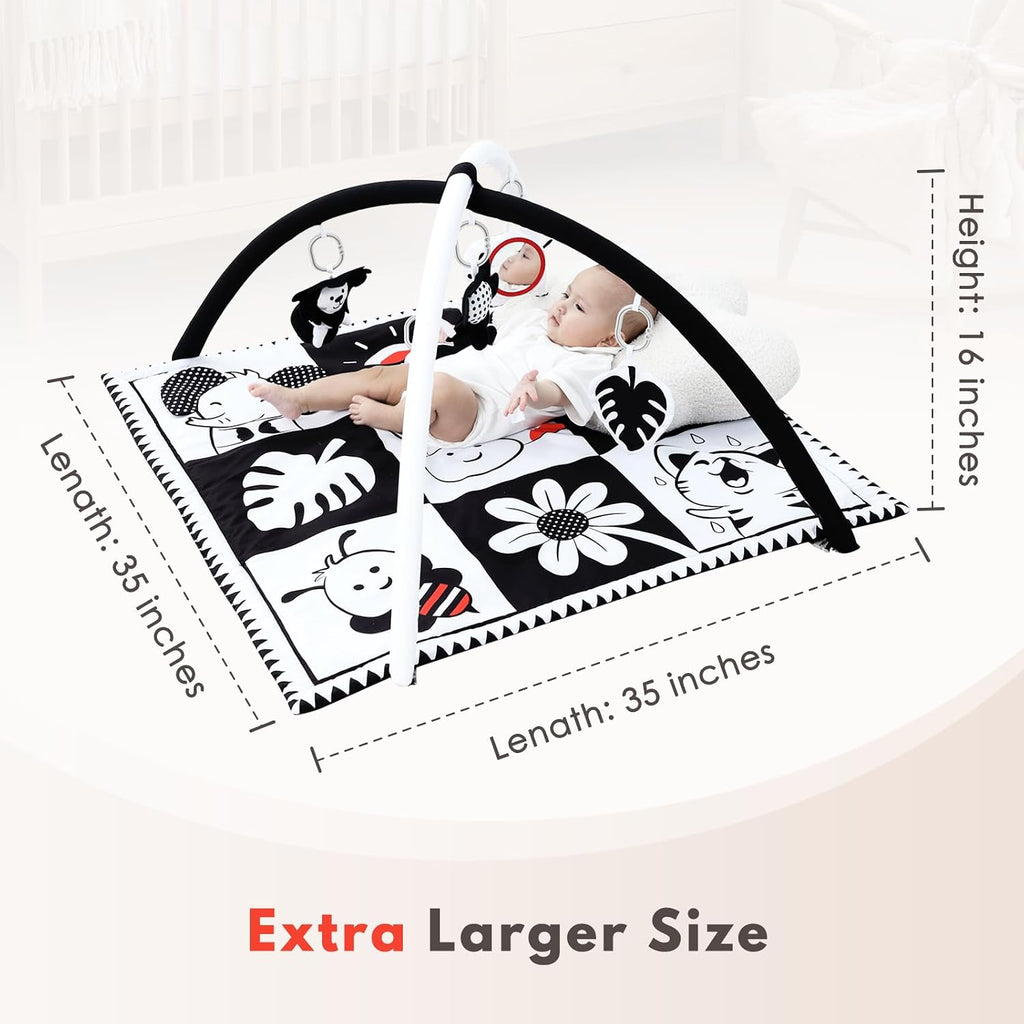 Play Activity Gym Tummy Time Mat for Infant,Baby Gyms & Playmats for Babies 0 to 3 6 9 12 Months with 5 Toys