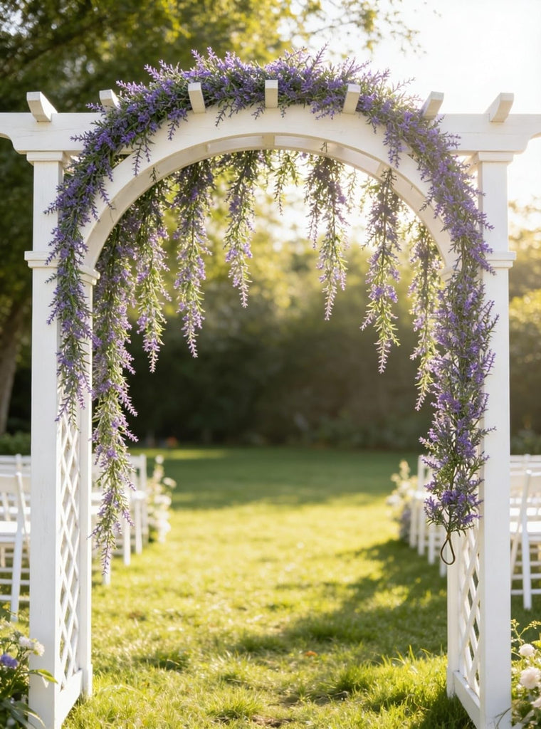 6Ft Artificial Lavender Eucalyptus Garland for Mantle Table Porch Stair - Set of 6