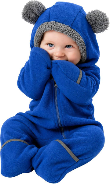 Fleece Baby Bunting Bodysuit Hoodie, Newborn