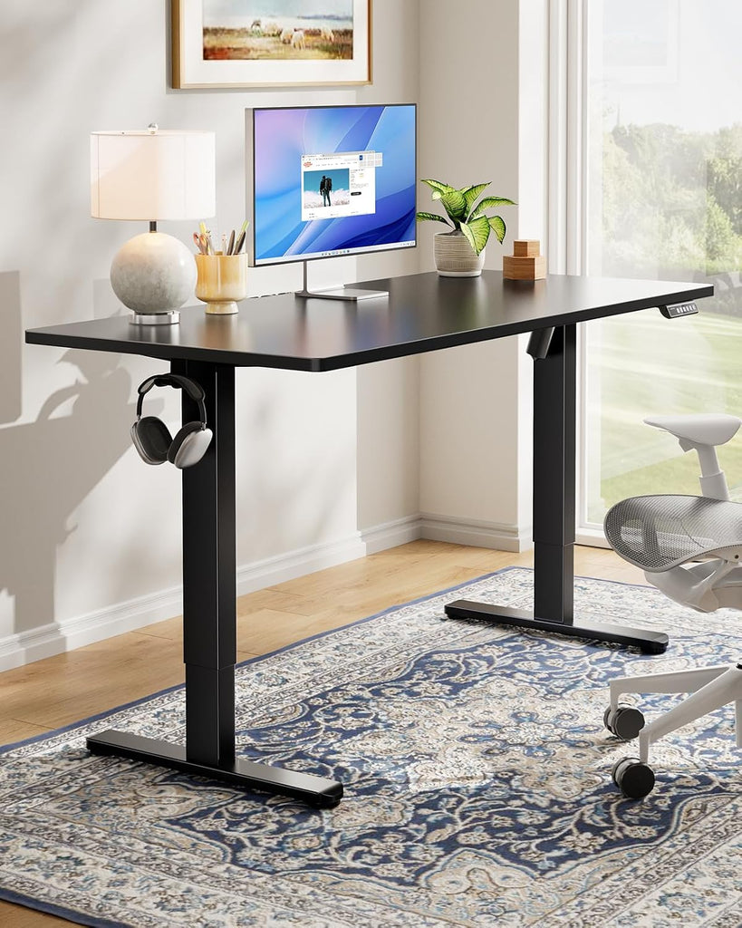 Electric Standing Desk, Whole Piece Desktop, Adjustable Height Computer Desk, 4 Height Memory Settings, Sit Stand Up