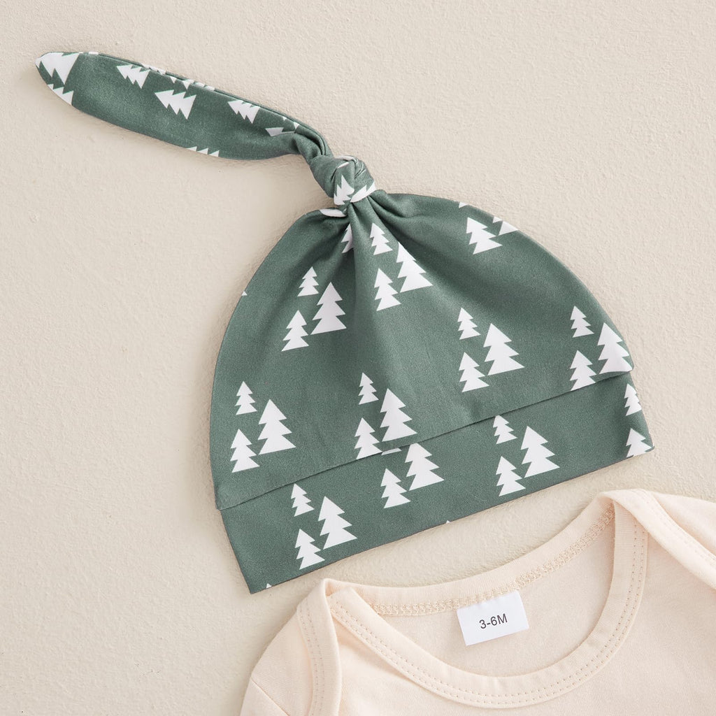 Newborn Baby Boy Girl Christmas Outfit Gingerbread Man Christmas Tree Romper Bodysuit Pants Hat Set Xmas Clothes
