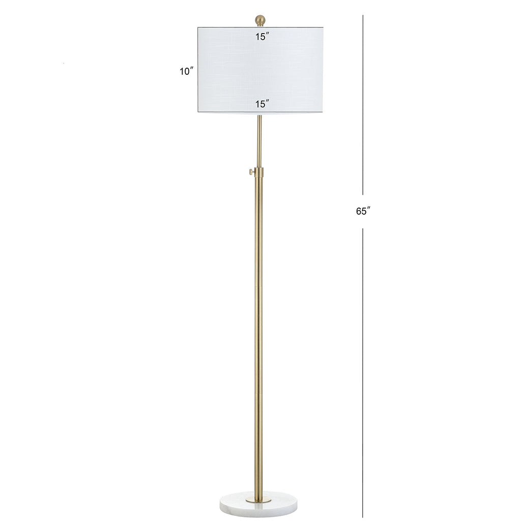 June 65" Adjustable Metal Marble Floor Lamp, Brass Gold