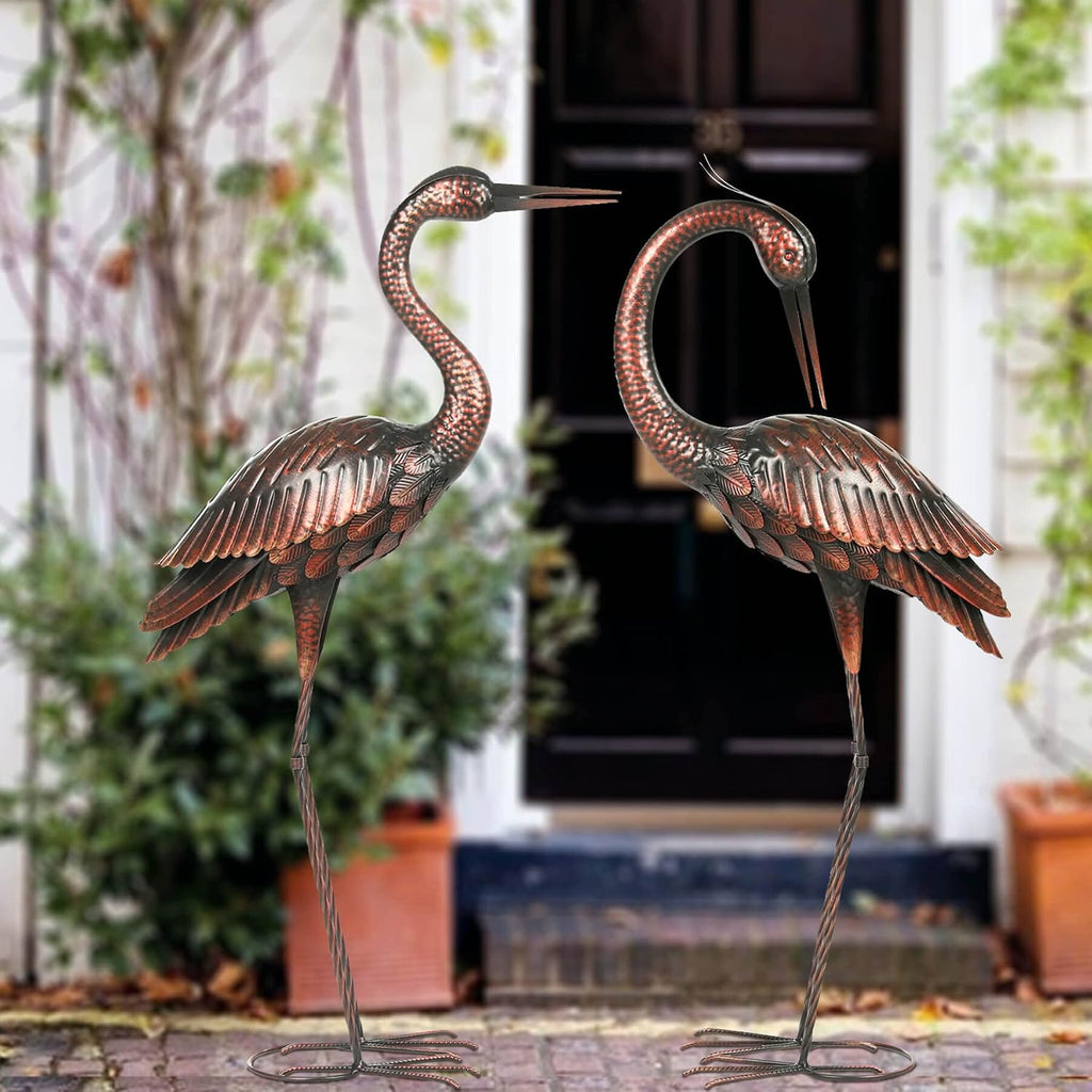 Crane Garden Sculptures & Statues Heron Decoy Large Size Metal Birds Yard Art Standing Vintage Brass Heron Lawn