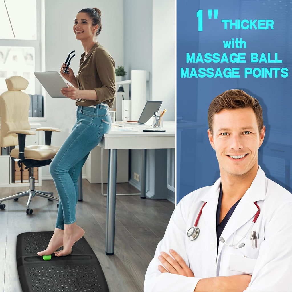 1 inch Thick Anti Fatigue Kitchen Mat Standing Mat with Massage Ball, Non Slip Standing Desk Mat with Massage Point