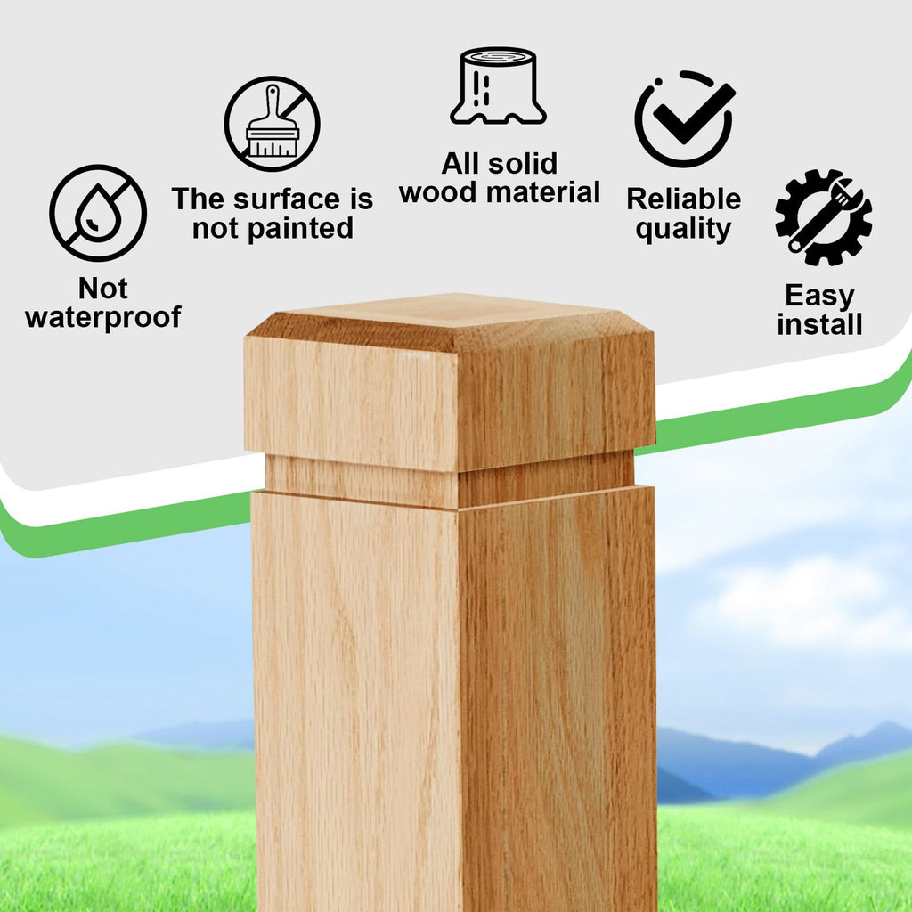 1 Pcs 3.5 x 48 Inch Red Oak Newel Post for Stair Handrail