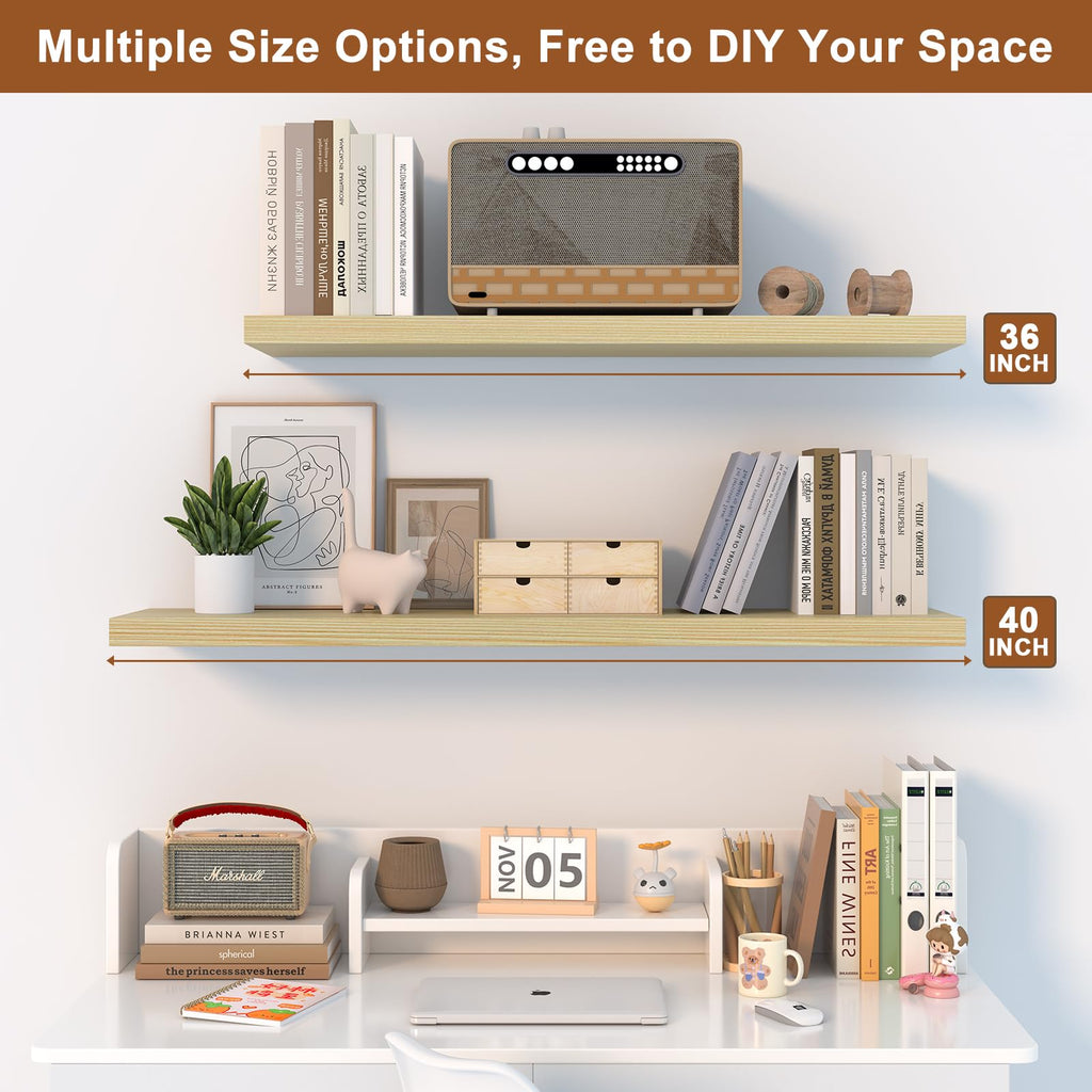 Large Floating Shelves for Wall 24" W x 12" D x 1.2" H Deep Floating Shelves 1 Pack Floating Shelf Large Storage