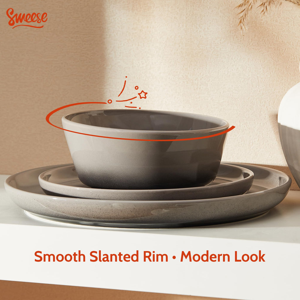 Porcelain Dinnerware Sets, Handpainted Plates and Bowls Set for 6, Scratch Resistant Dinner Set, Dishwasher and Oven