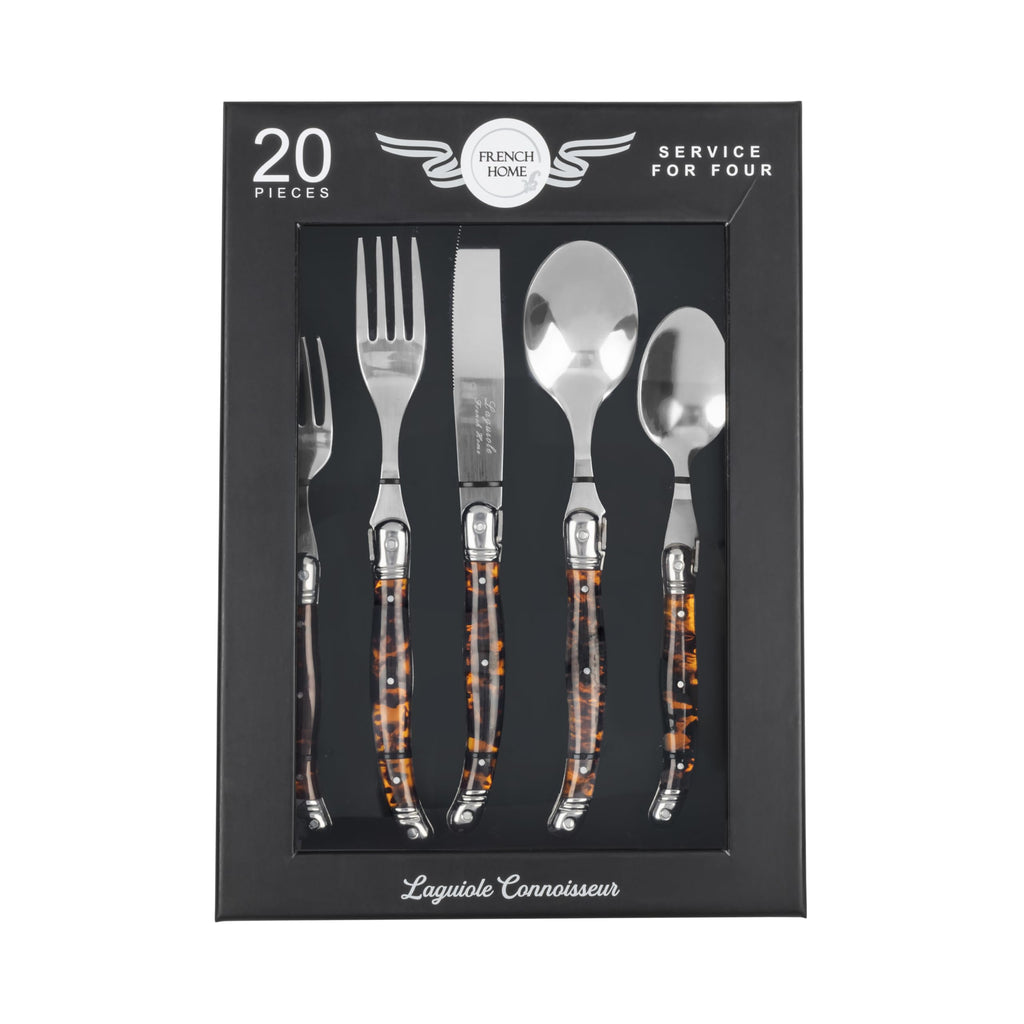Laguiole Connoisseur 20-Piece Tortoise Shell Flatware Set