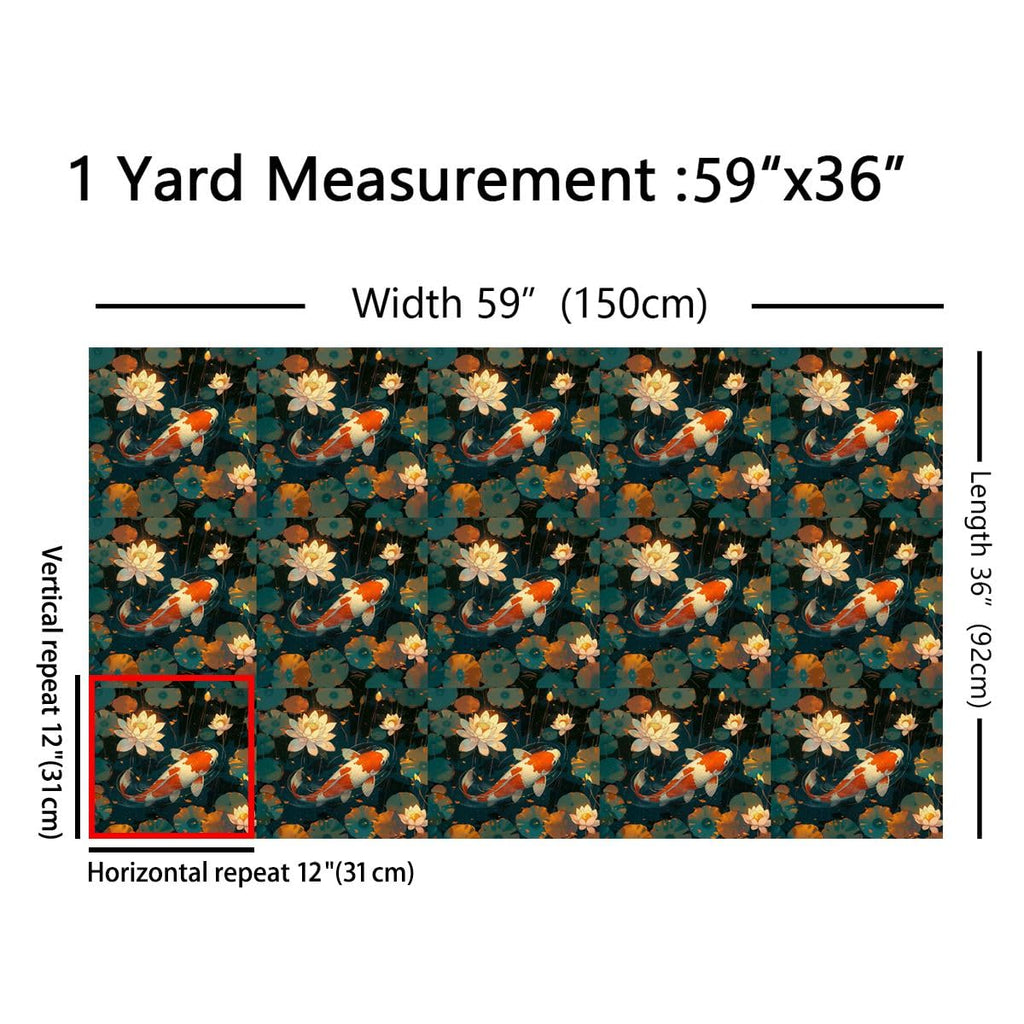 Koi Fabric by The Yard Lotus Upholstery Summer Pool Lotus