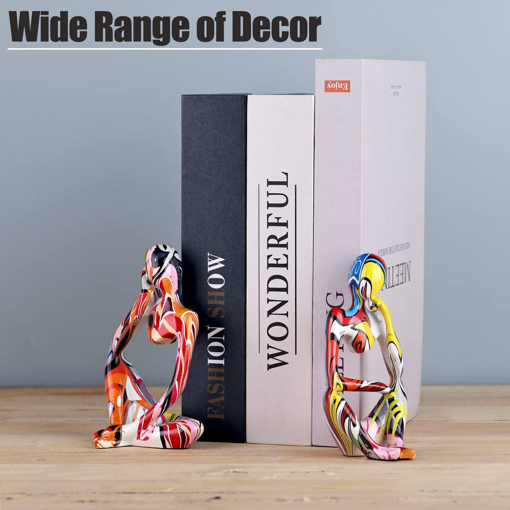 Graffiti Thinker Statue Decor for TV Stand, Shelf, Desk, or Coffee Table - Set of 3 Resin Figurines Decorative