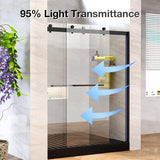 Frameless Shower Door, 5/16" (8mm) Clear Tempered Glass Shower Door, 56-60" W x 74" H, Quiet Soft-Close