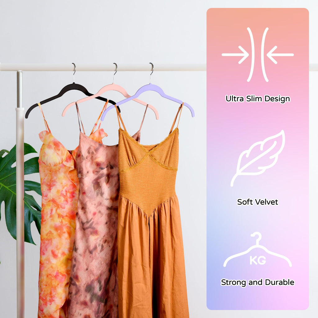Velvet Hangers 30 Pack, Non-Slip Slim Felt Hangers Multicolor