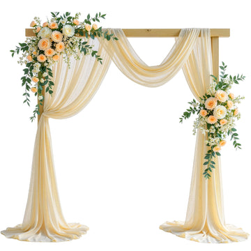 Light Champagne Wedding Arch Draping Fabric, 2 Packs 29" x 20FT Sheer Fabric Arch Drapery Curtain Backdrop Ceiling