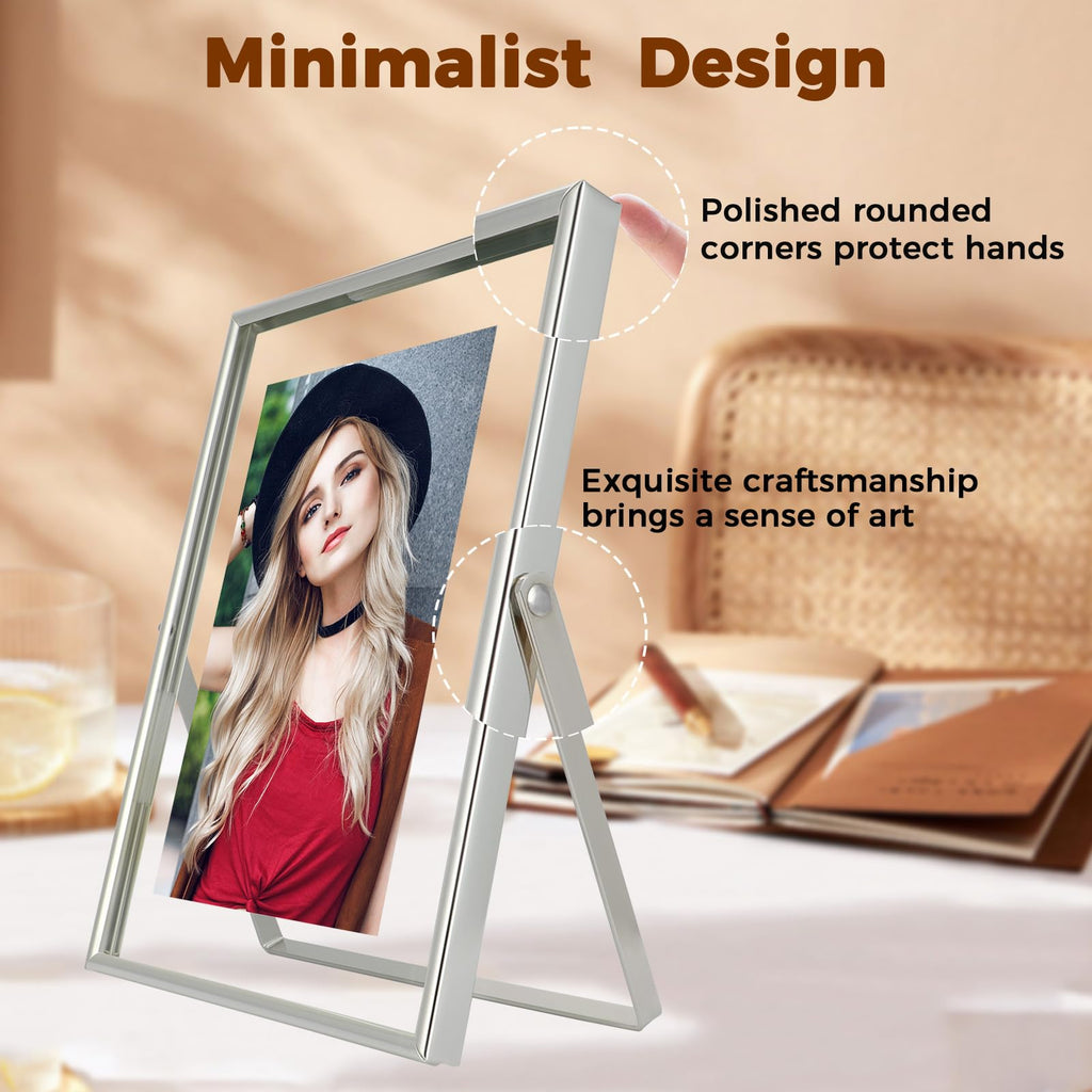 Silver Floating Frame, 6"x8", Vertical, Set of 2