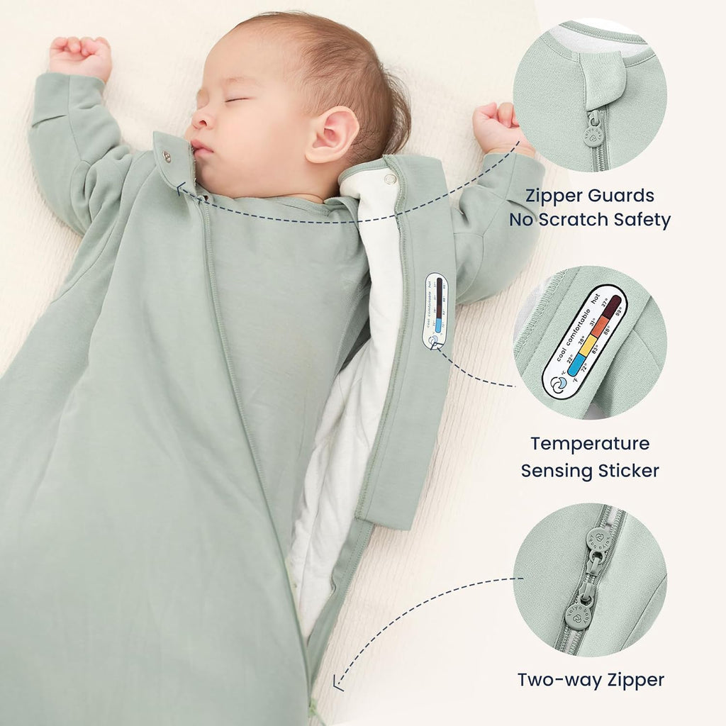KaiyaBaby Organic Cotton Baby Sleep Sack, Long Sleeve 3.5 TOG