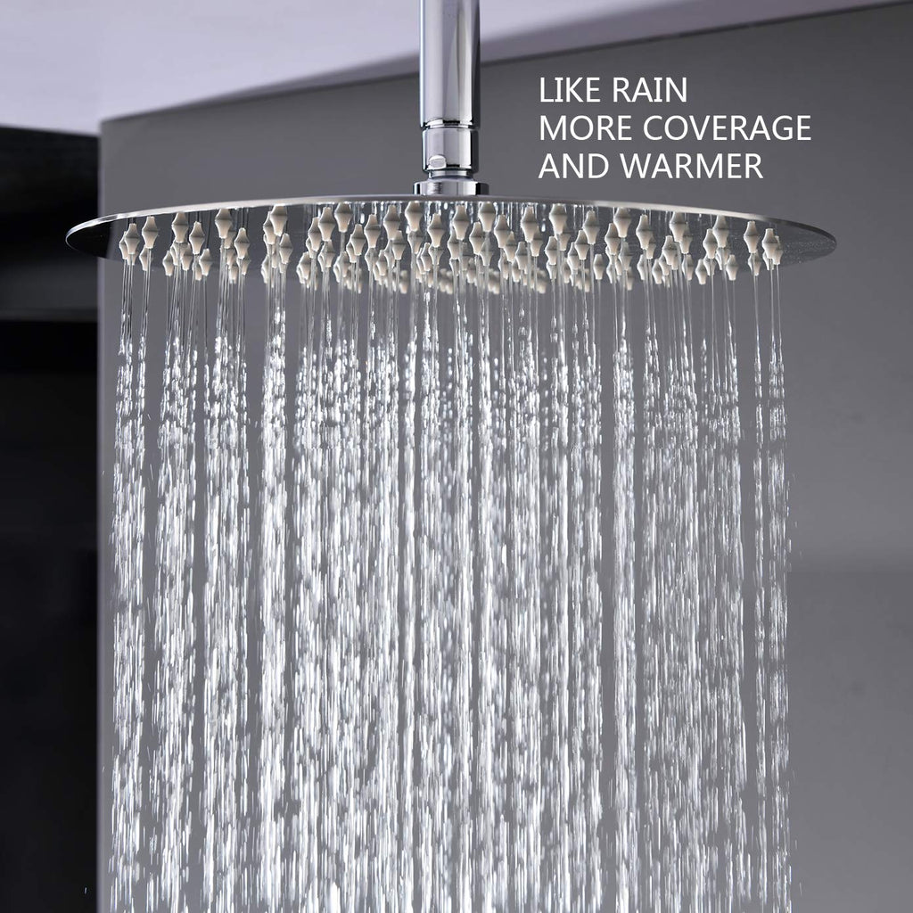 Ceiling Shower System, Chrome Shower Fixture Has 12 Inch Rain Shower Head with Handheld, All Metal Shower Faucet Sets