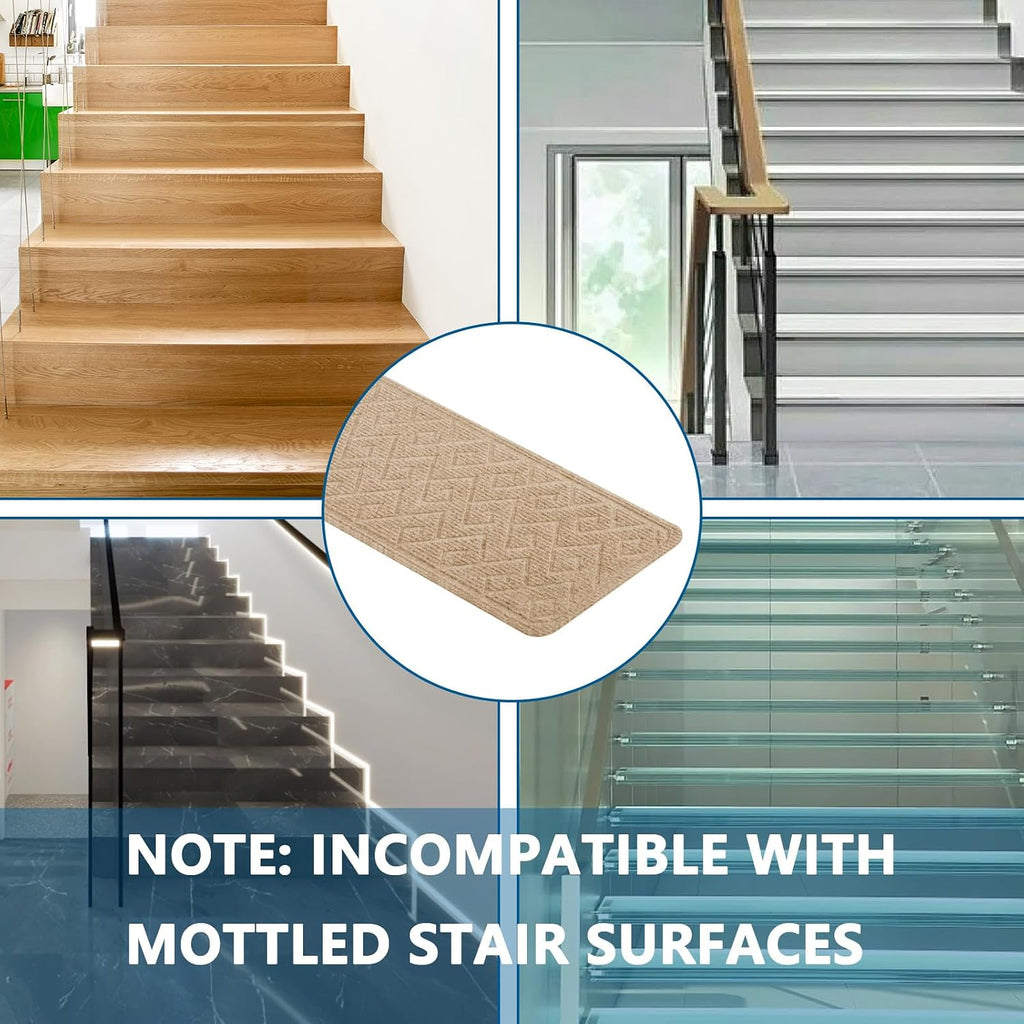 Stair Treads for Wooden Steps Indoor, 15 Pack 8" X 30" Non Slip Carpet Stair Treads with Reusable Adhesive for Elders