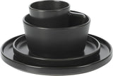 Bowery 32 Piece Matte Black Stoneware Dinnerware Plates, Bowls, and Mugs Set - Service for 8