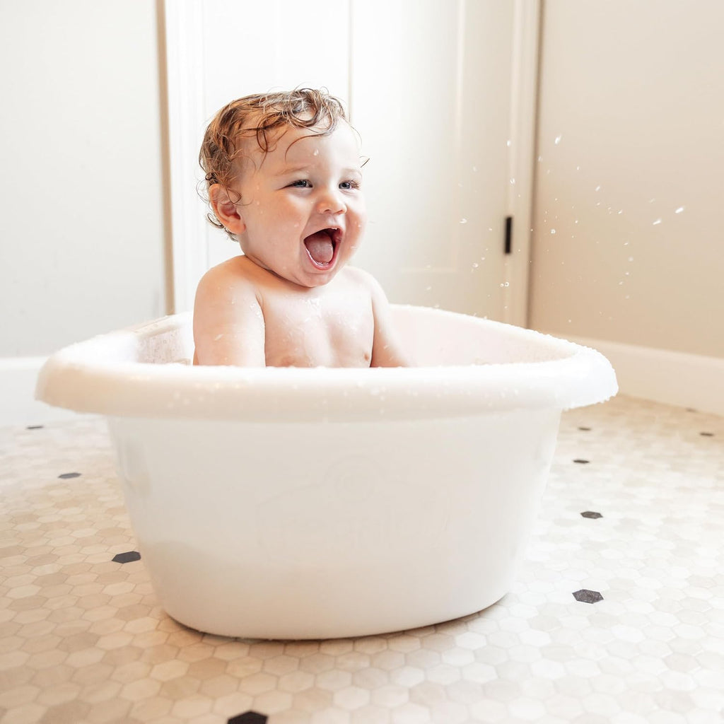 Baby Basics in-1 Grow with Me Baby Bathtub with Foam Padded Air Mesh Sling, Adjustable Infant Bath Tub for Newborn