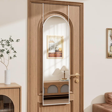 Arched Full Length Door Mirror 14"x48" Full Body Mirror White