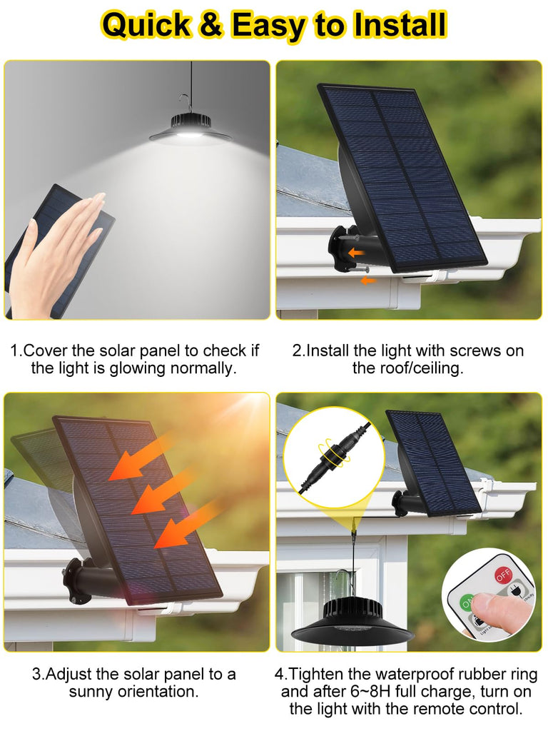 Solar Chicken Coop Light with Timer, 2 Pack Solar Pendant Lights