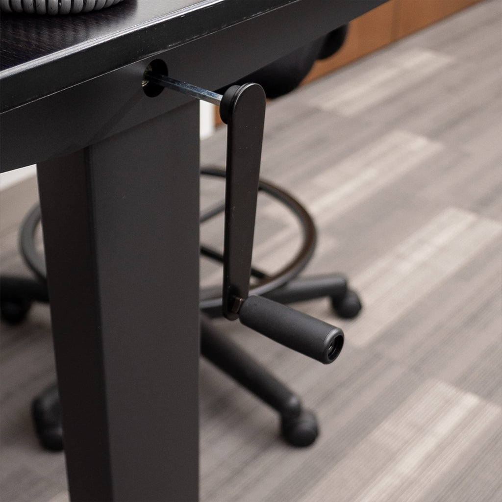 Crank Adjustable Height Rolling Standing Desk (Charcoal Frame/Curved Black Coffee Bamboo Top, 48" Wide)