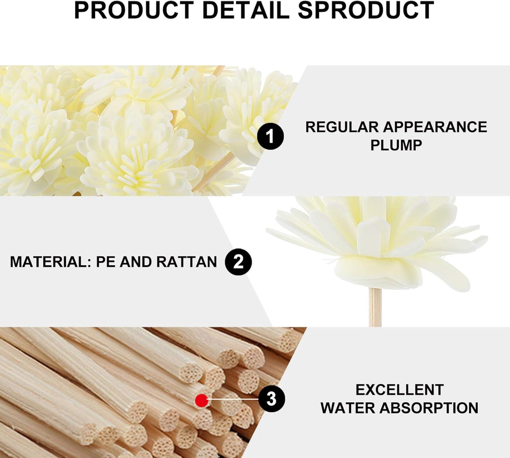 Reed Diffuser Sticks Diffuser Sticks Artificial Flower Rattan Reed Essential Oil Home Decor Strips - Set of 30
