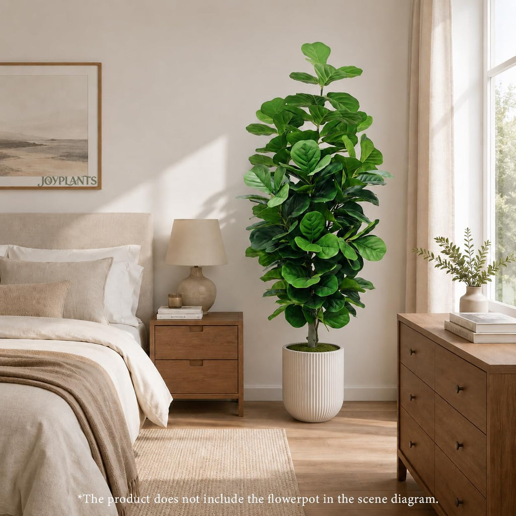6FT Fiddle Leaf Fig Tree Fake Plant with Black Pot Decor