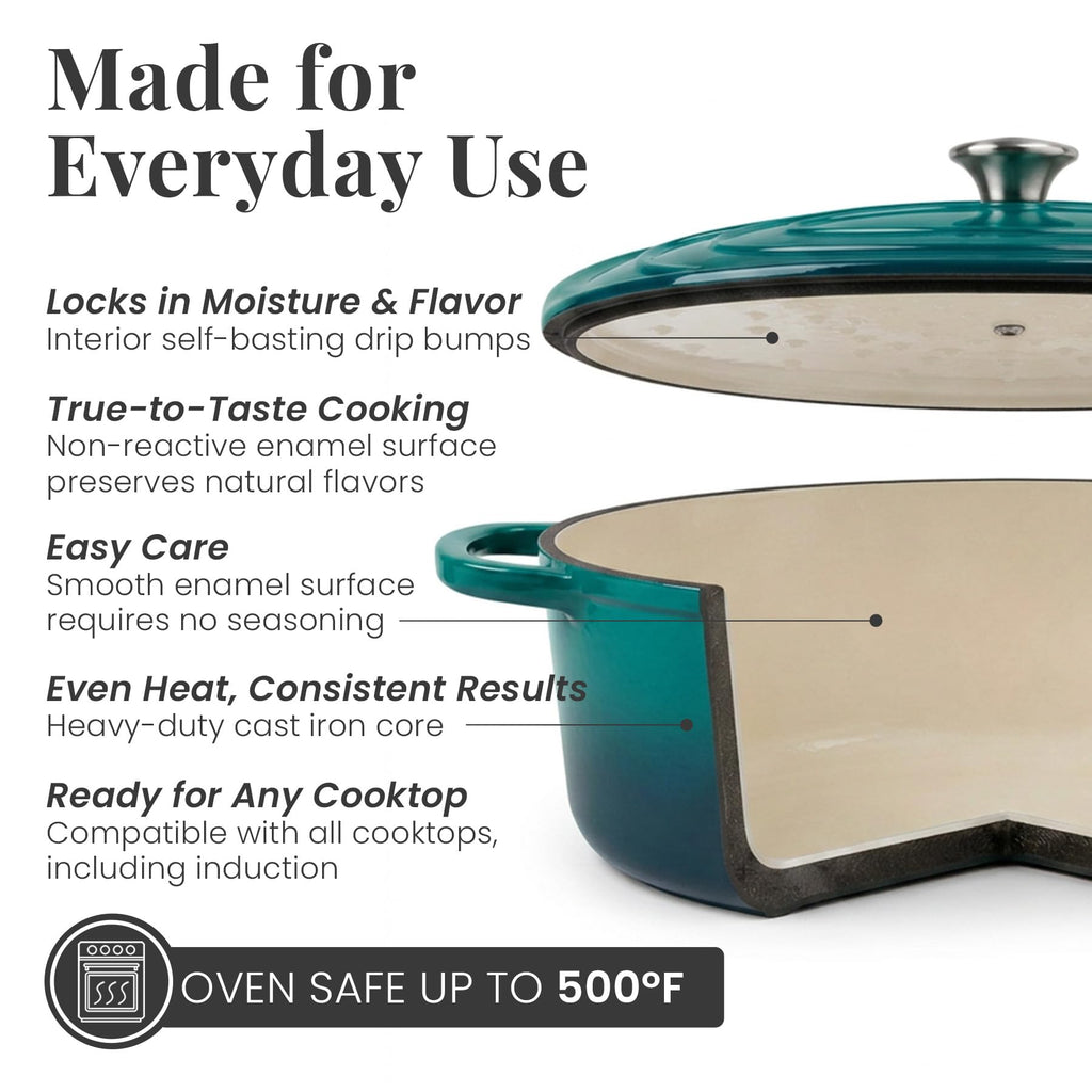 8 qt Oval Enameled Cast Iron Dutch Oven Pot, Bondi