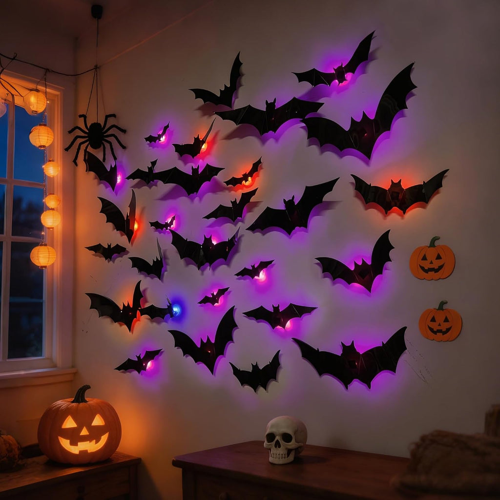 Halloween Bats Wall Decor Halloween Decorations Indoor - Set of 36