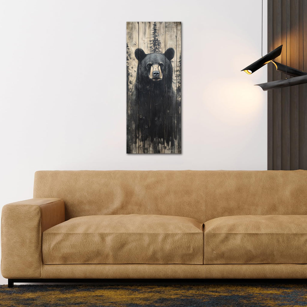 Black Bear Wall Art Canvas Prints Wild Animal Painting Picture Rustic Farmhouse Wall Decor for Cabin Mens Bedromm