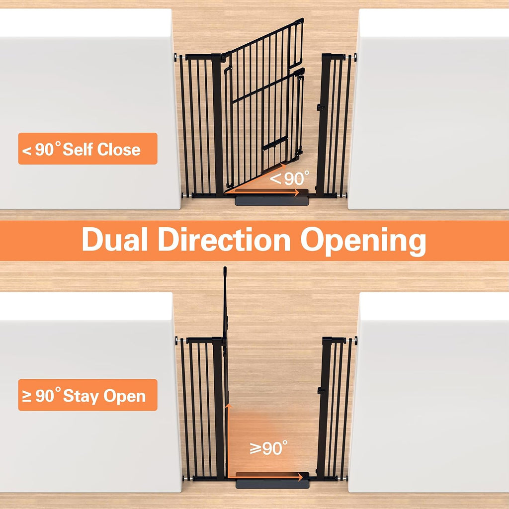 55" Extra Tall Cat Gate 31.5"-42.5" Wide Pet Gate Indoor Black