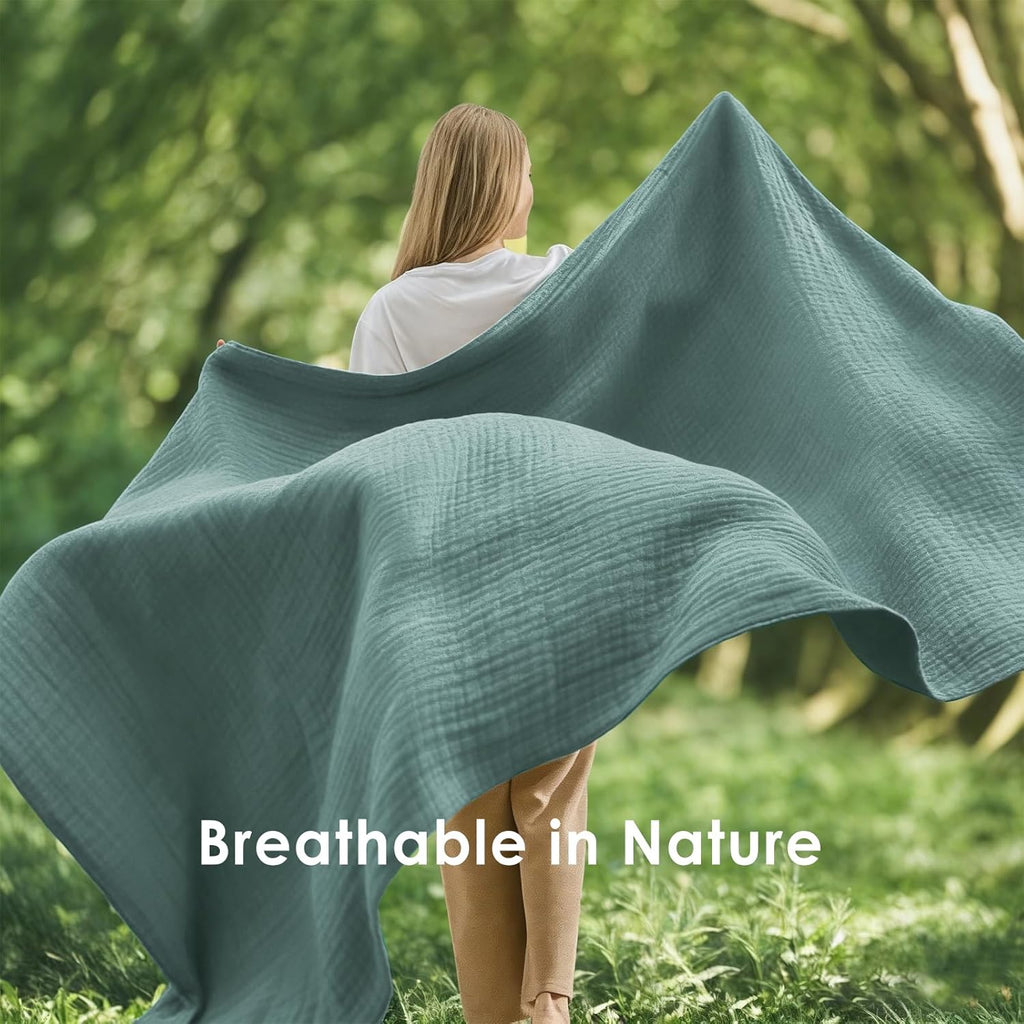 Muslin Throw Blanket for Adults 100% Cotton Blankets, 50"x71")