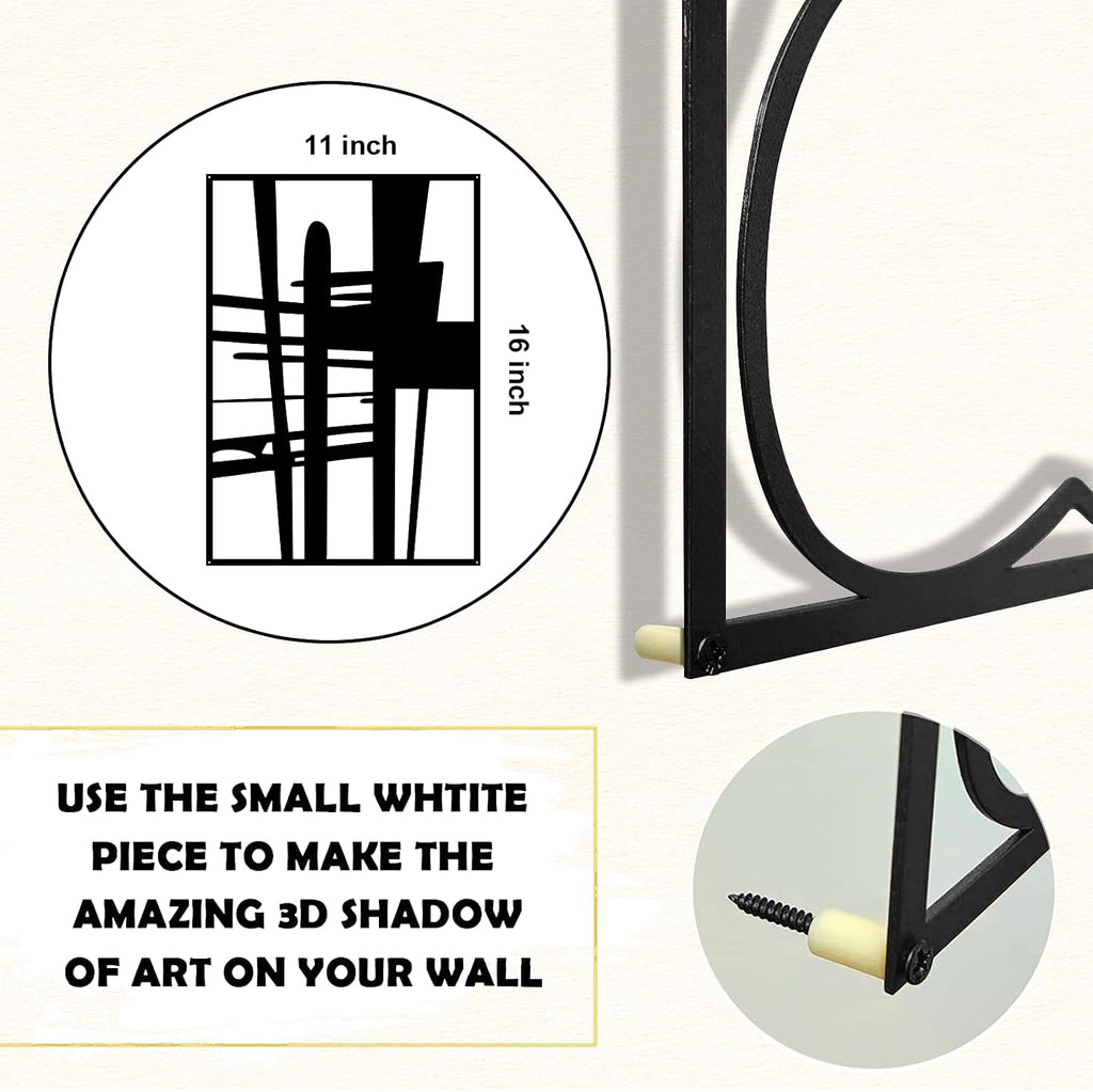 Black Abstract Metal Wall Art, Minimalist Décor Single Line Art Wall Décor, 3D Textured Metal Wall Sculptures - Set of 4