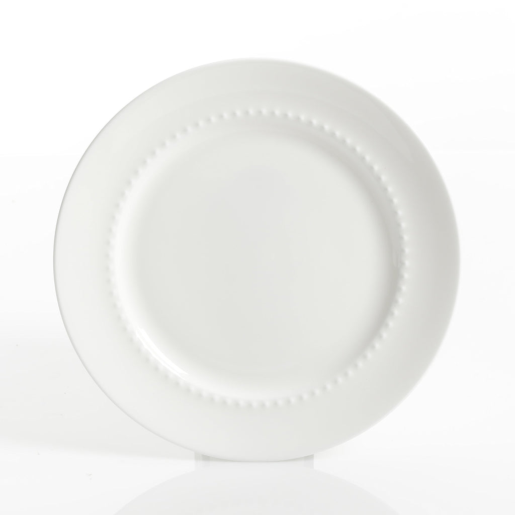 Embossed Bone China 16-Piece Double Bowl Dinnerware Set, Service for 4 - White Elegant Plates and Bowls