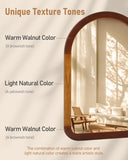 Arched Mirror 24 x 36 Inch,Brown Wood Rustic Bathroom Tempered Wall Mirror with Wood Frame,Round Corner Arch Farmhouse